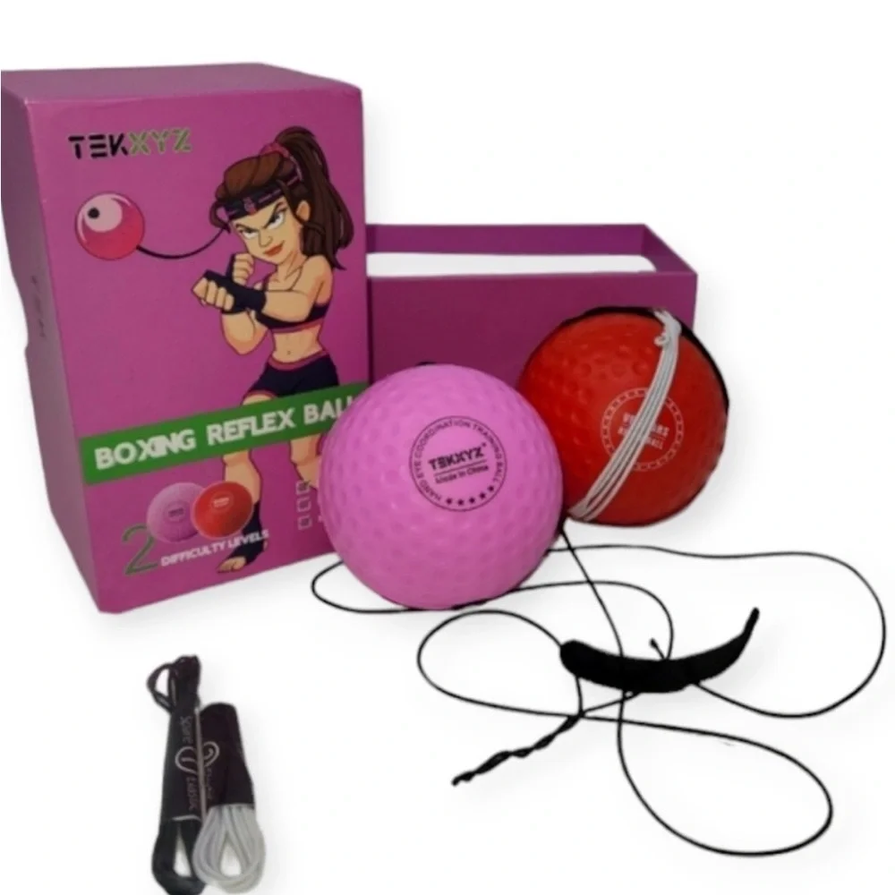 TEKXYZ Reflex Ball Training Kit - Red & Pink